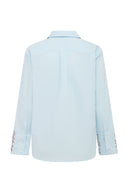 Yaka Embroidered Cuff Shirt – Light Blue